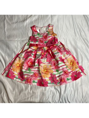 Girls Ashley Ann Formal Dress Size 5 Pink White Floral